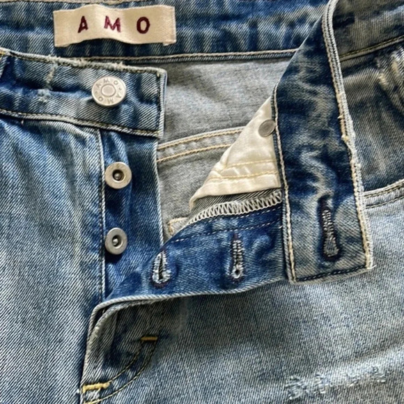 AMO Babe Sweet Cheeks Jeans Women’s Size 27 Blue Raw Hem Button Fly‎ Ankle Denim - Picture 11 of 16